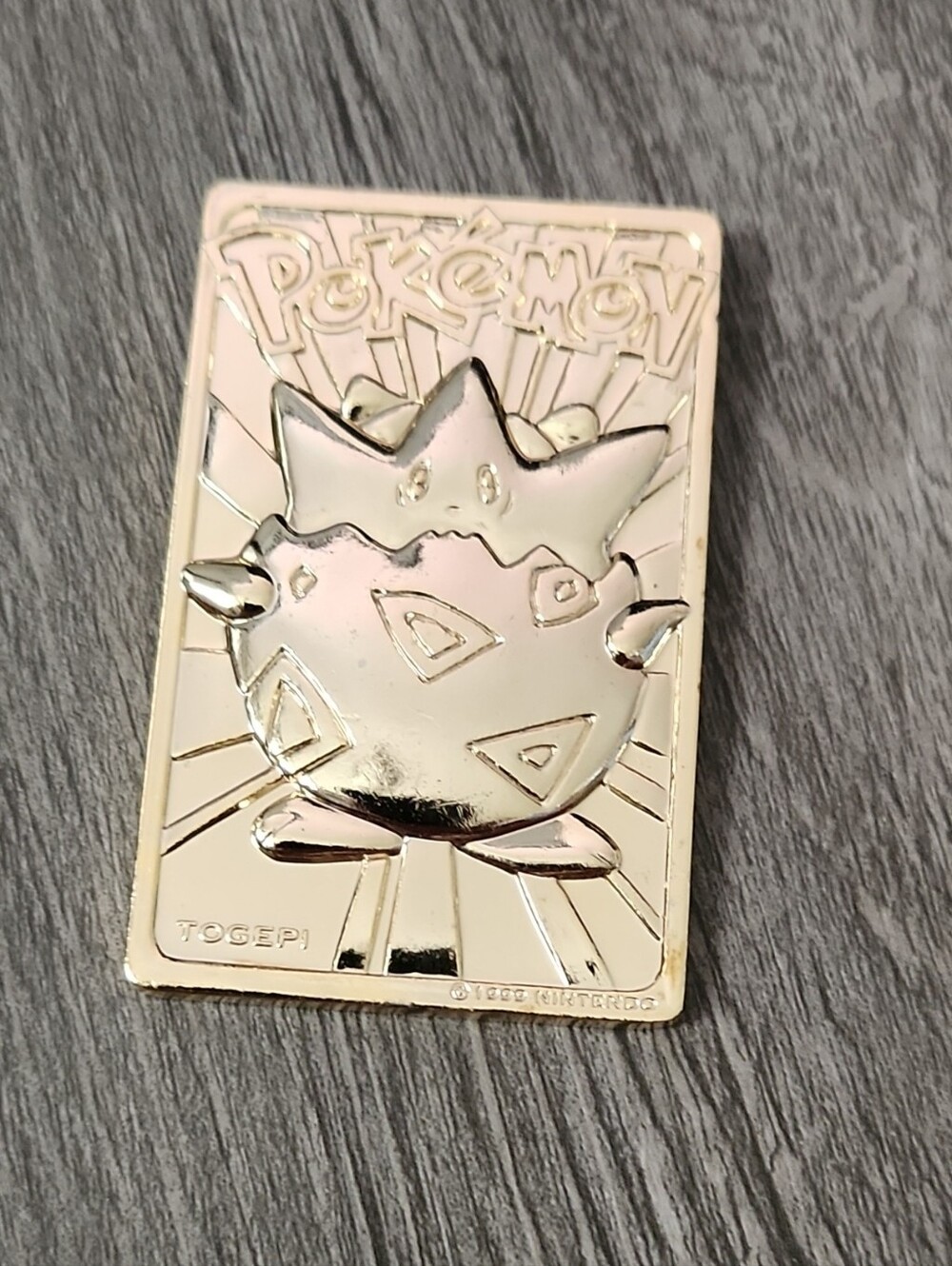 1999 Pokémon Togepi Metal Bar Collectible Trading Card 23K Gold Plate With Case